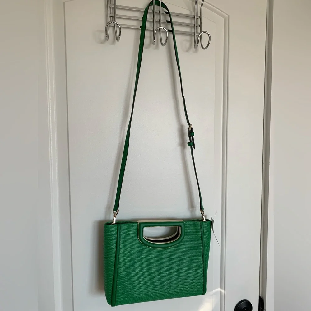 Kate Spade *Alexia* Green Straw Convertible Clutch crossbody bag purse - NWT